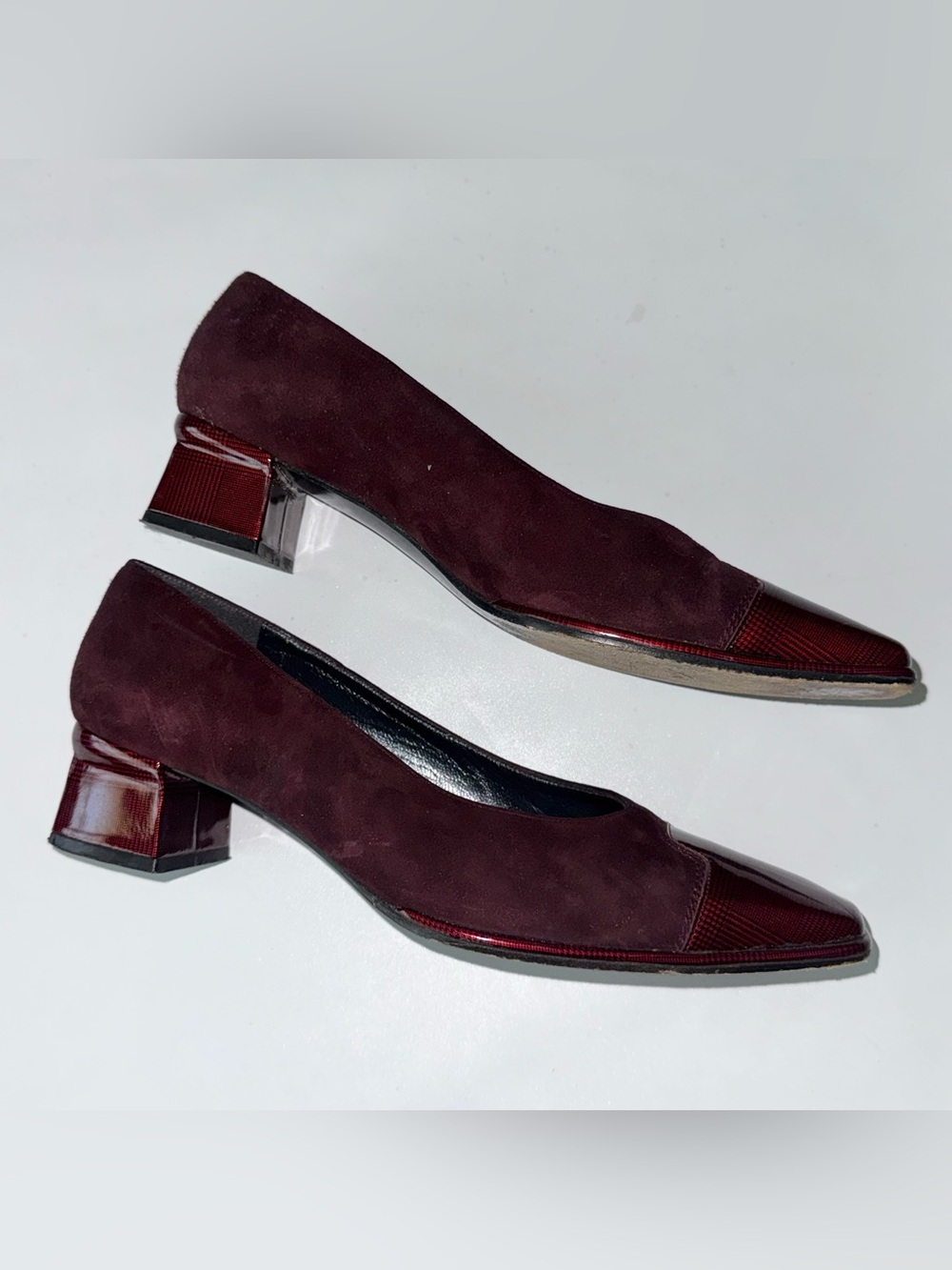 Stuart Weitzman Maroon Red Block Heel Suede Heels Size 8.5 B